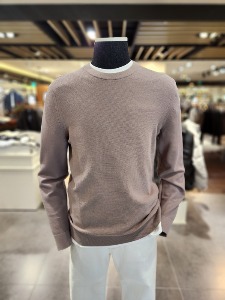 에디션 베이지 컬러 캐주얼 사슬짜임 스웨터 간절기 티셔츠 NNE1ER1902BE